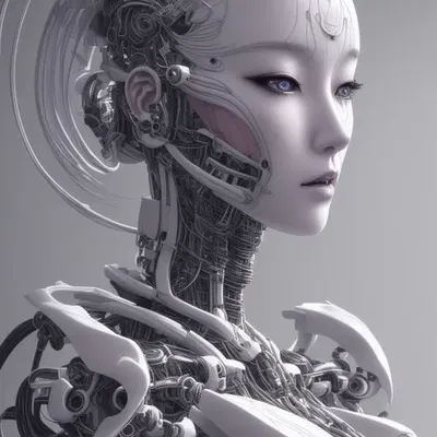 Cô gái cyborg in 3D với hiệu ứng lớp màu sắc