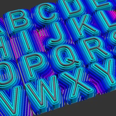 Chữ cái FontWave với sóng nước và màu sắc filament độc đáo