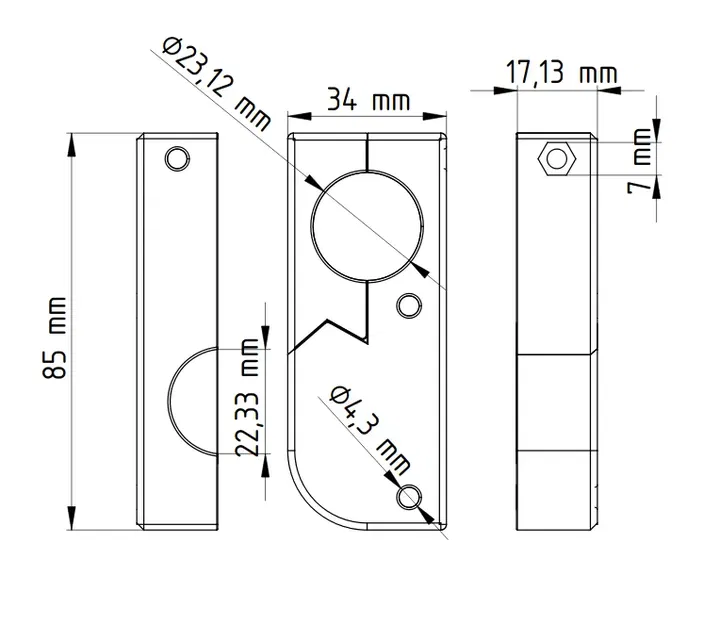 Giá đỡ tay lái treo cho bộ giữ giống RAM với file FreeCAD - Image 2