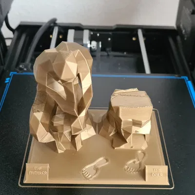 Tượng Người Suy Tư và Người Hành Động phong cách Lowpoly