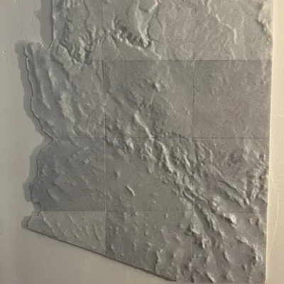 Bản đồ địa hình Arizona chi tiết cho trang trí nội thất