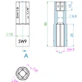 Bộ chuyển đổi SW19-SW13 1/4" cho đai ốc M6 - Thumbnail 1