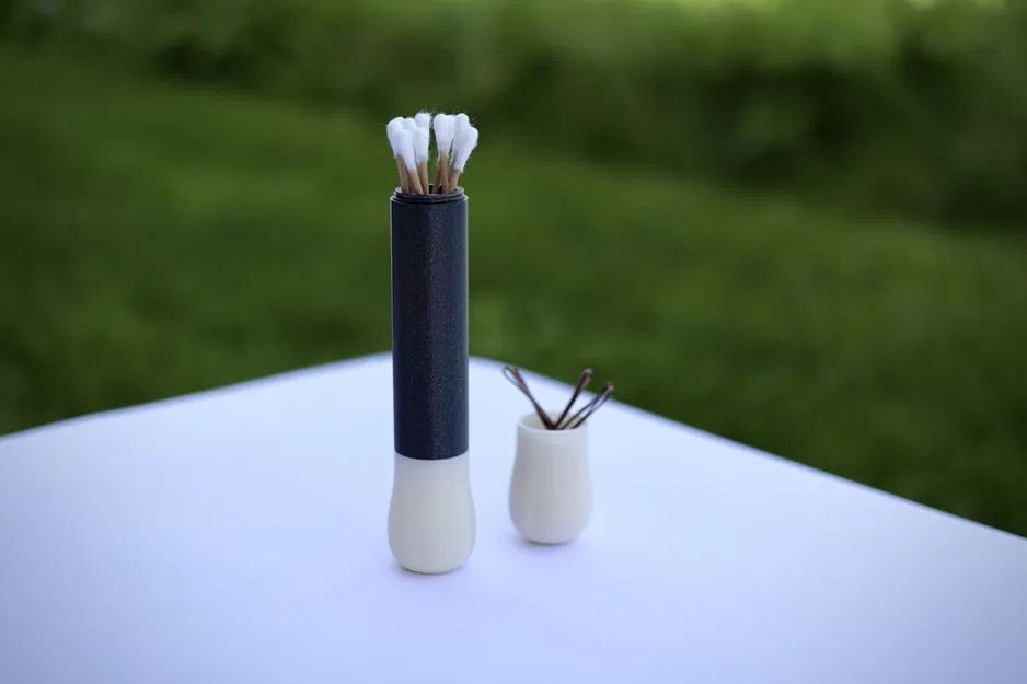 Hộp đựng Q-Tip du lịch với 2 ngăn chứa - Image 1