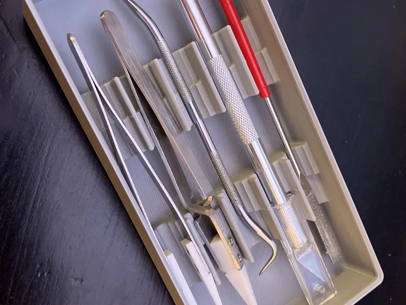 Giá đỡ pick, tweezer và exacto có thể xếp chồng Gridfinity - Image 1