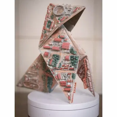 Origami chim giấy thành phố cổ in 3D