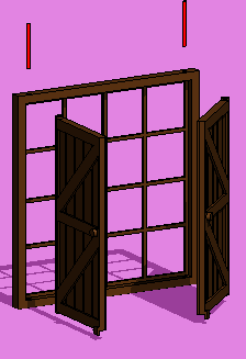 Khung cửa sổ nhà búp bê với cửa chớp mở được thu nhỏ - Image 3