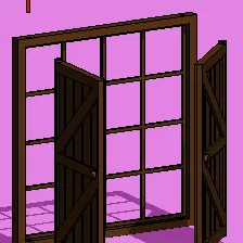 Khung cửa sổ nhà búp bê với cửa chớp mở được thu nhỏ