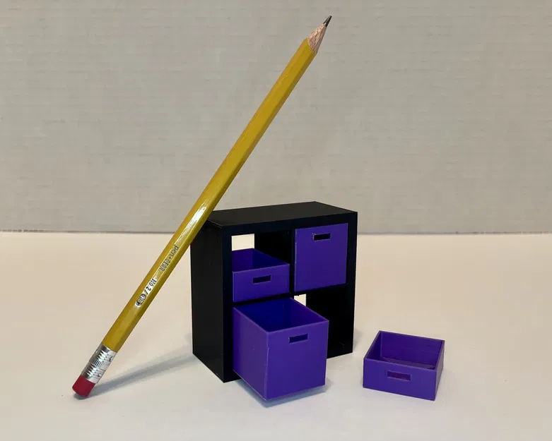 Tủ lưu trữ 4 khối tỷ lệ 1:12 cho búp bê với thùng chứa - Image 1