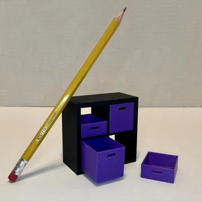 Tủ lưu trữ 4 khối tỷ lệ 1:12 cho búp bê với thùng chứa