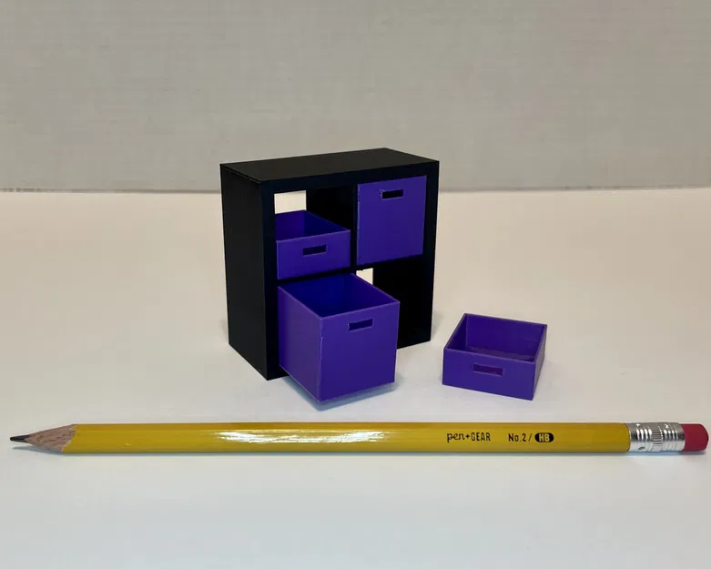 Tủ lưu trữ 4 khối tỷ lệ 1:12 cho búp bê với thùng chứa - Image 3