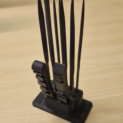 Giá đỡ bàn cho mười cây kim và hai khối chà nhám