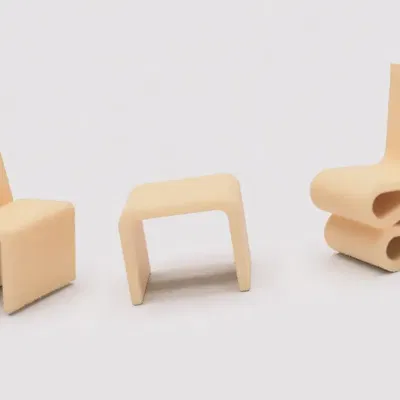 Ghế bên cho nhà búp bê phong cách Frank Gehry