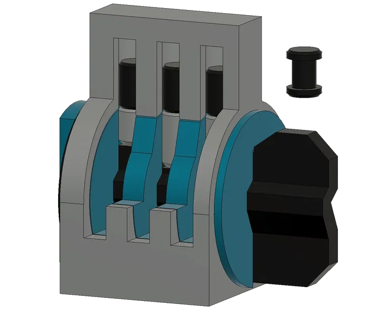 Mô hình khóa pin tumbler cắt ngang 3 chấu - Image 2