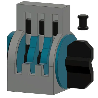 Mô hình khóa pin tumbler cắt ngang 3 chấu