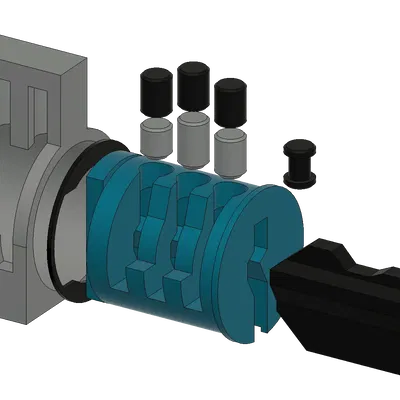 Mô hình khóa pin tumbler cắt ngang 3 chấu