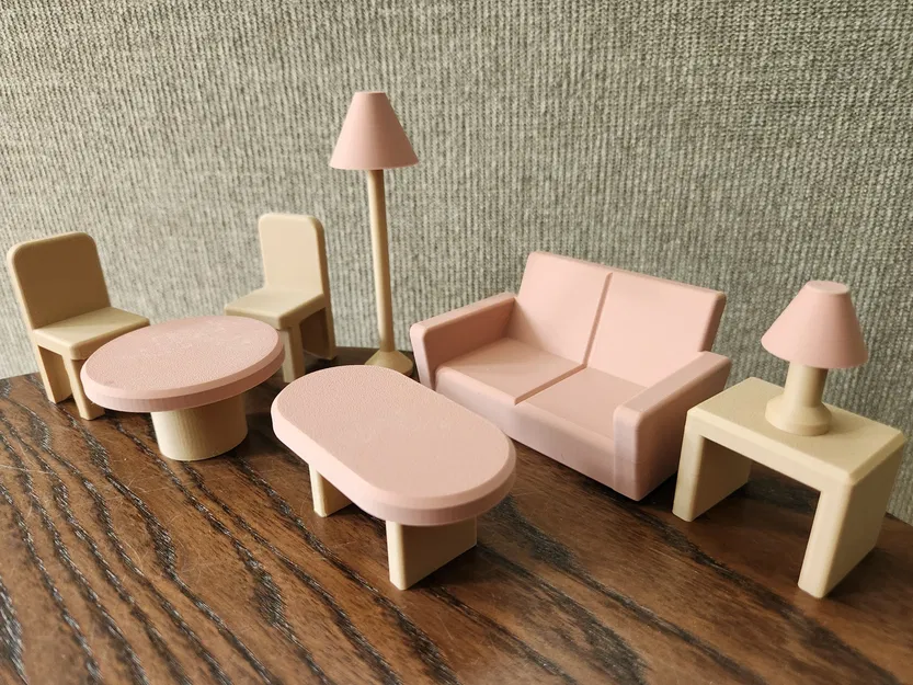 Bộ đồ nội thất dễ thương cho nhà búp bê gồm 7 món - Image 1