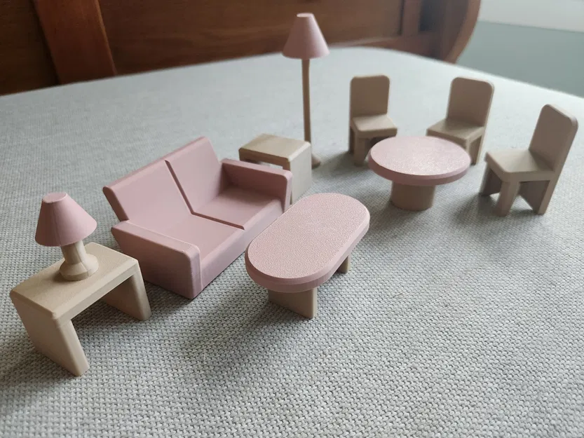 Bộ đồ nội thất dễ thương cho nhà búp bê gồm 7 món - Image 9