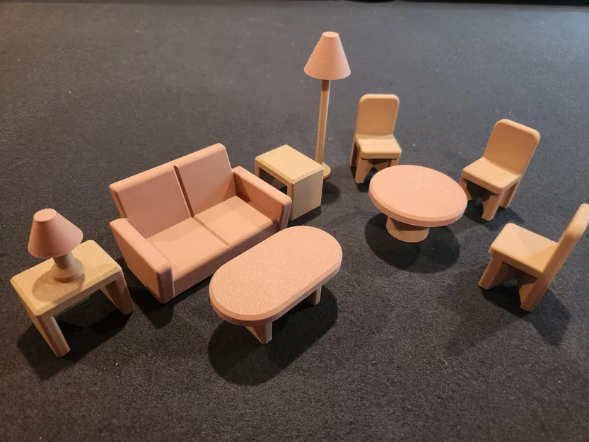 Bộ đồ nội thất dễ thương cho nhà búp bê gồm 7 món - Image 11