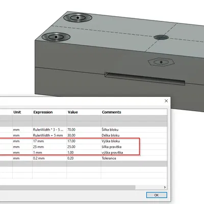 Thước kẻ đánh dấu tham số cho thước thép