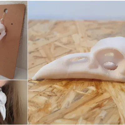 Bông tai và mặt dây chuyền đầu quạ cho Halloween