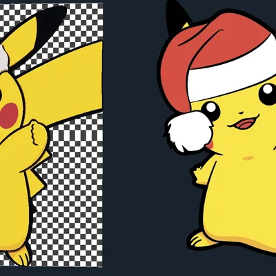 Pikachu đội mũ ông già Noel nhiều màu sắc từ HueForge
