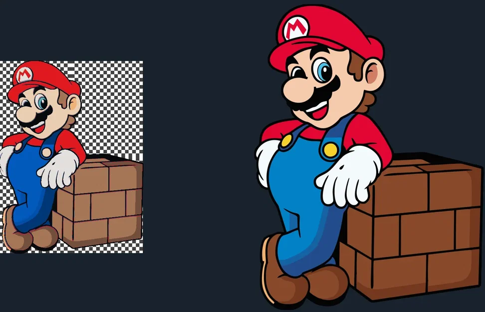 Nhân vật Mario tựa vào khối lập phương đa sắc - Image 1