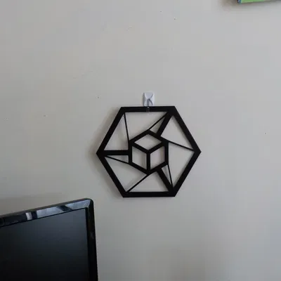 Nghệ thuật tường hình tesseract với thiết kế hình học