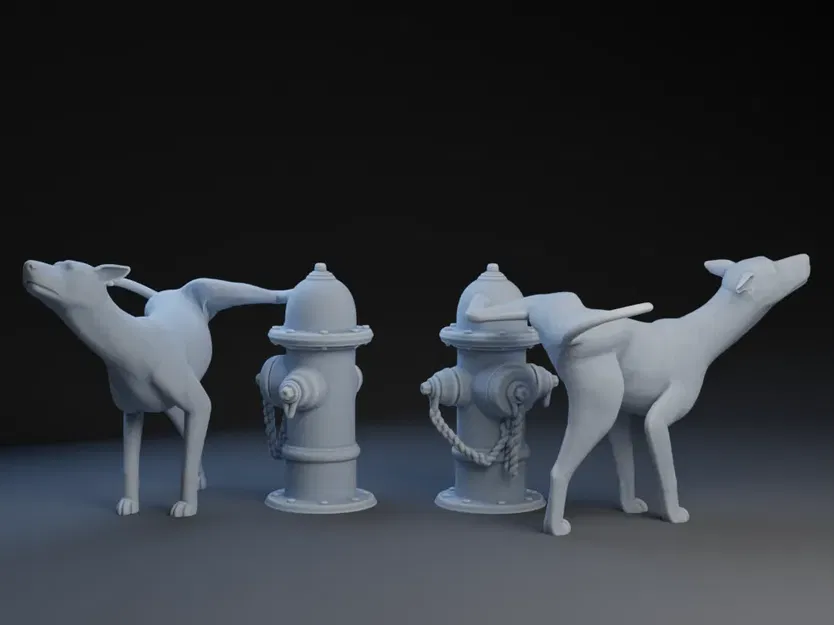 Trụ nước cứu hỏa với chó đang đi tiểu - Image 1