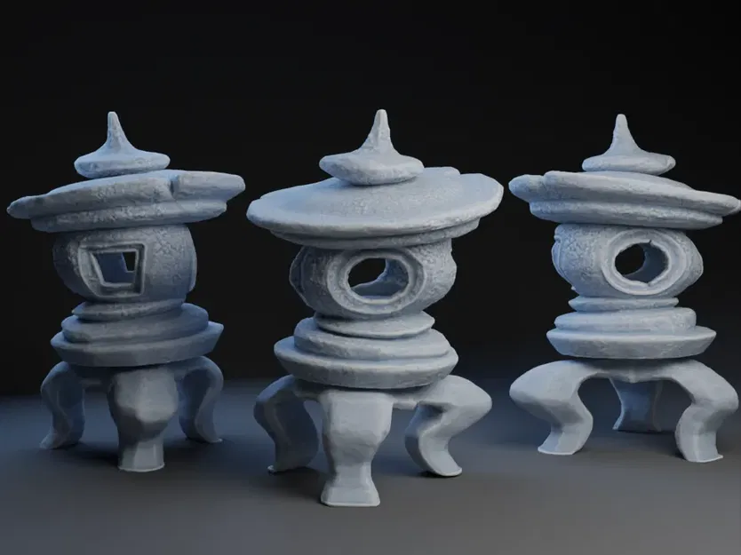 Đèn Shinto hình đá xếp chồng tự nhiên - Image 1