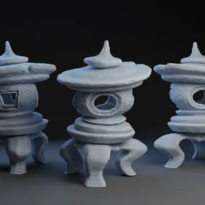 Đèn Shinto hình đá xếp chồng tự nhiên