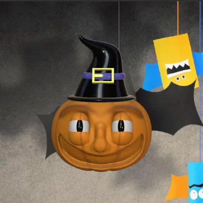 Bí ngô Halloween mặt cau có bằng kẹo dẻo