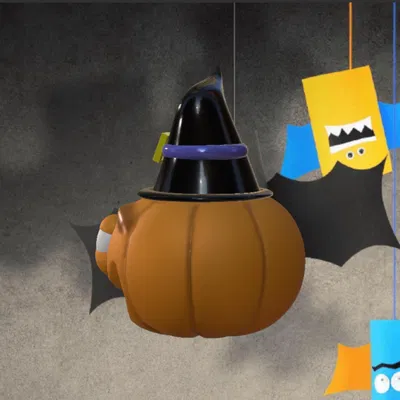 Bí ngô Halloween mặt cau có bằng kẹo dẻo