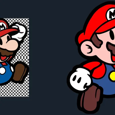 Nhân vật Mario đang nhảy trong phong cách HueForge