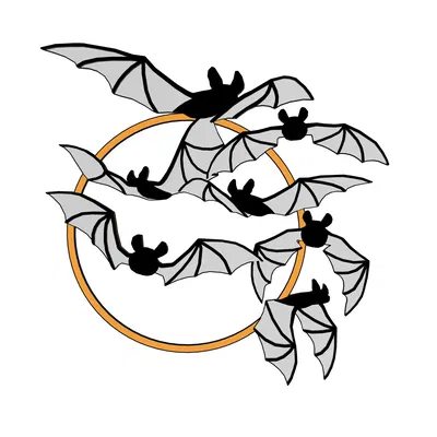 Trang trí tường hình dơi quanh mặt trăng