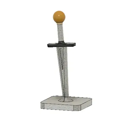 Kiến trúc trang trí với thanh kiếm cắm trên mặt đất