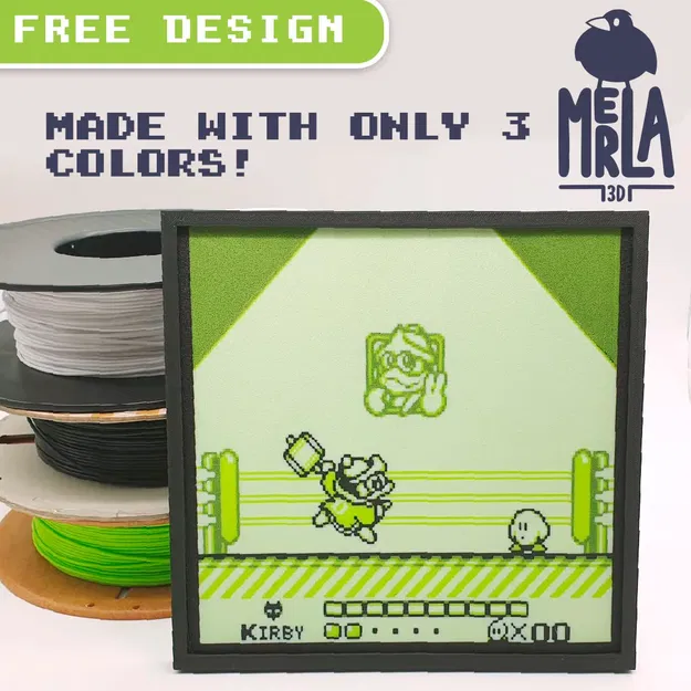 Mô hình in 3D Kirby Dream Land đa sắc màu với 3 màu sắc - Image 3