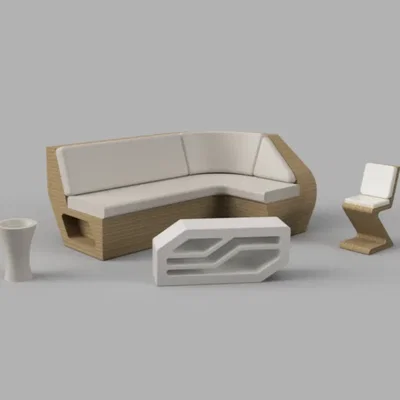 Nội thất tương lai không cần hỗ trợ cho phòng khách