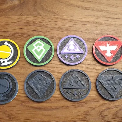 Token hành động ba màu cho trò chơi Arkham Horror