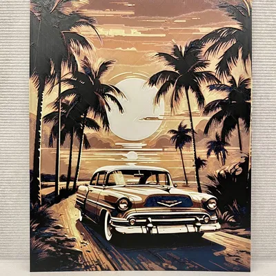 Xe Cadillac cổ điển dưới ánh hoàng hôn