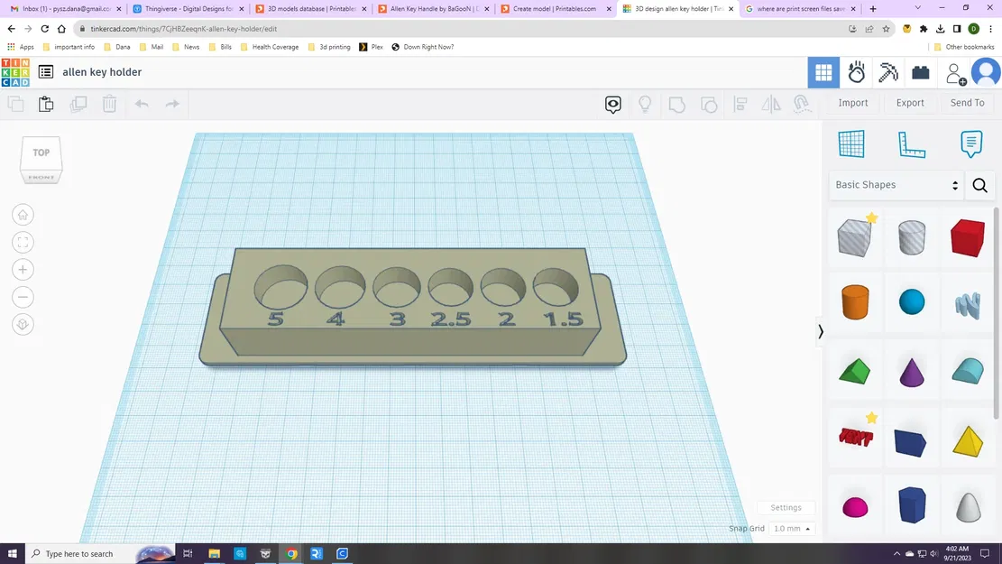 Giá đỡ chìa khóa Allen Gridfinity - Image 1