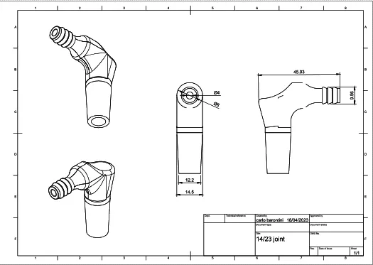 Khớp nối trong 14/23 với đầu nối ống theo tiêu chuẩn ISO châ... - Image 2