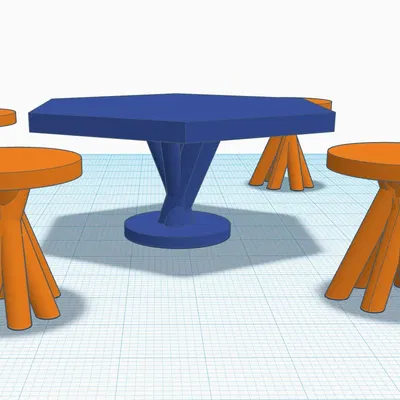 Mô hình bàn và ghế đẩu mini dễ in kích thước tùy chỉnh