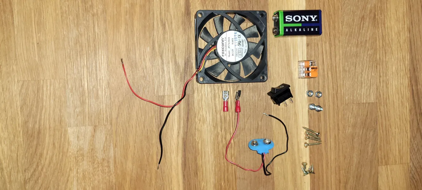 Quạt bàn 70mm sử dụng pin 9V với công tắc bật/tắt - Image 5