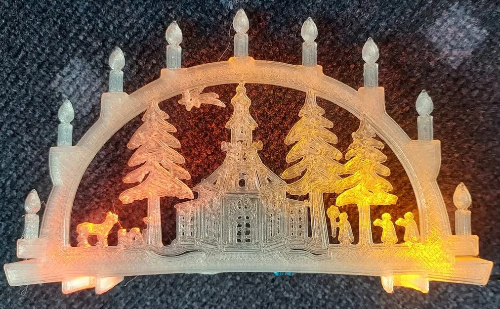 Giá đỡ Schwibbogen với hình ảnh Bergmann và Seiffen - Image 3