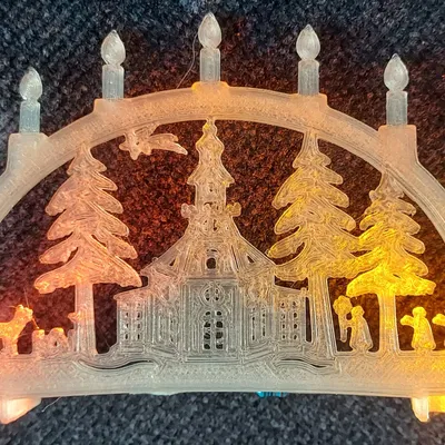 Giá đỡ Schwibbogen với hình ảnh Bergmann và Seiffen