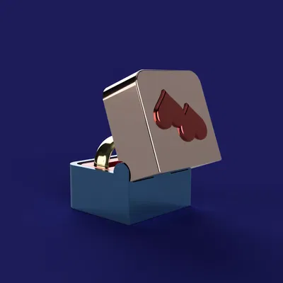 Hộp đựng nhẫn 30x30mm với logo trái tim và bản lề ẩn