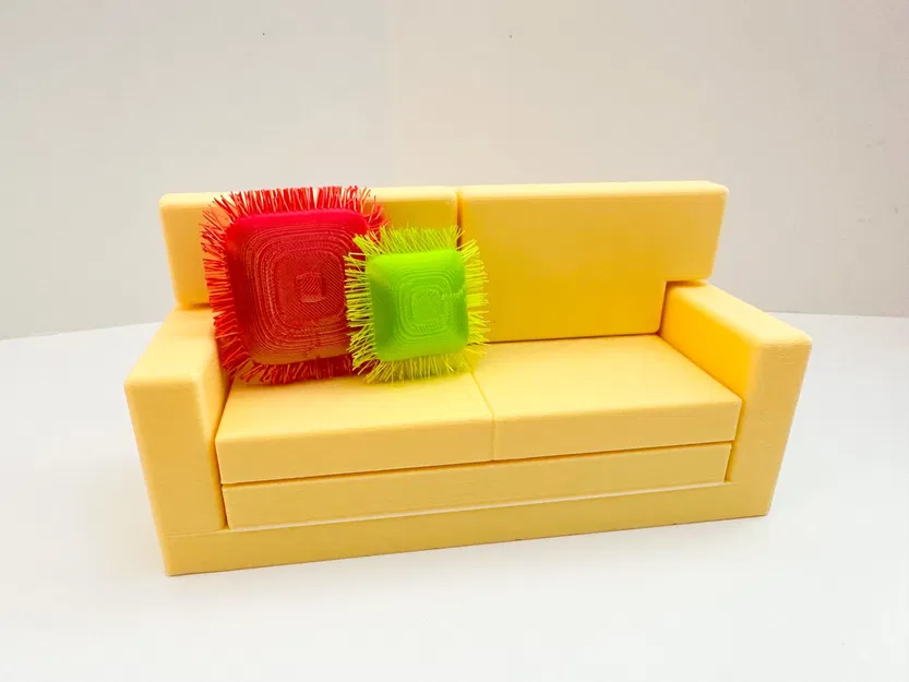 Sofa giường gập với gối trang trí cho nhà búp bê - Image 1