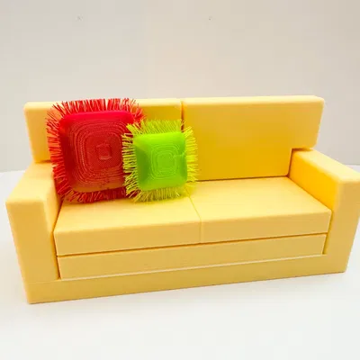 Sofa giường gập với gối trang trí cho nhà búp bê