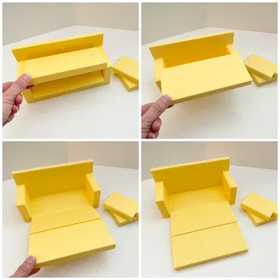 Sofa giường gập với gối trang trí cho nhà búp bê