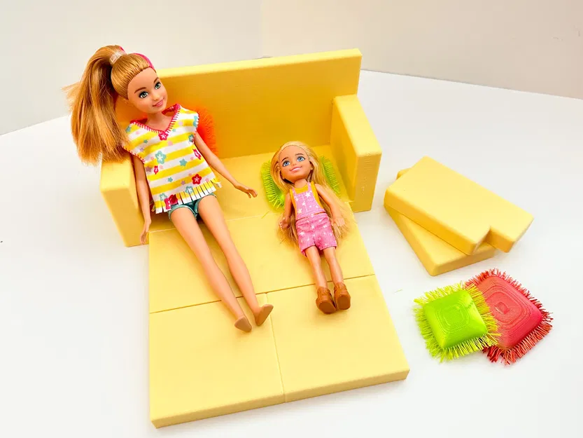 Sofa giường gập với gối trang trí cho nhà búp bê - Image 4